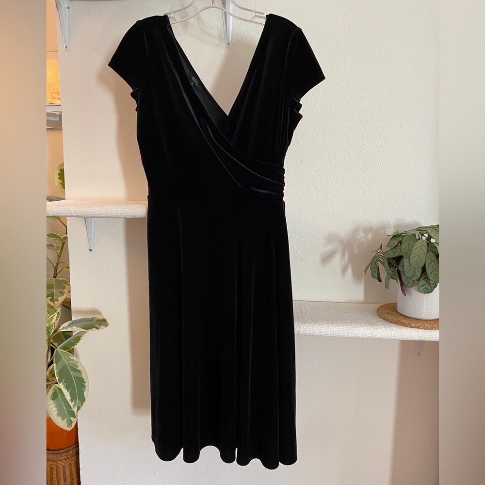 Vintage GNW Black Velvet Wrap Dress